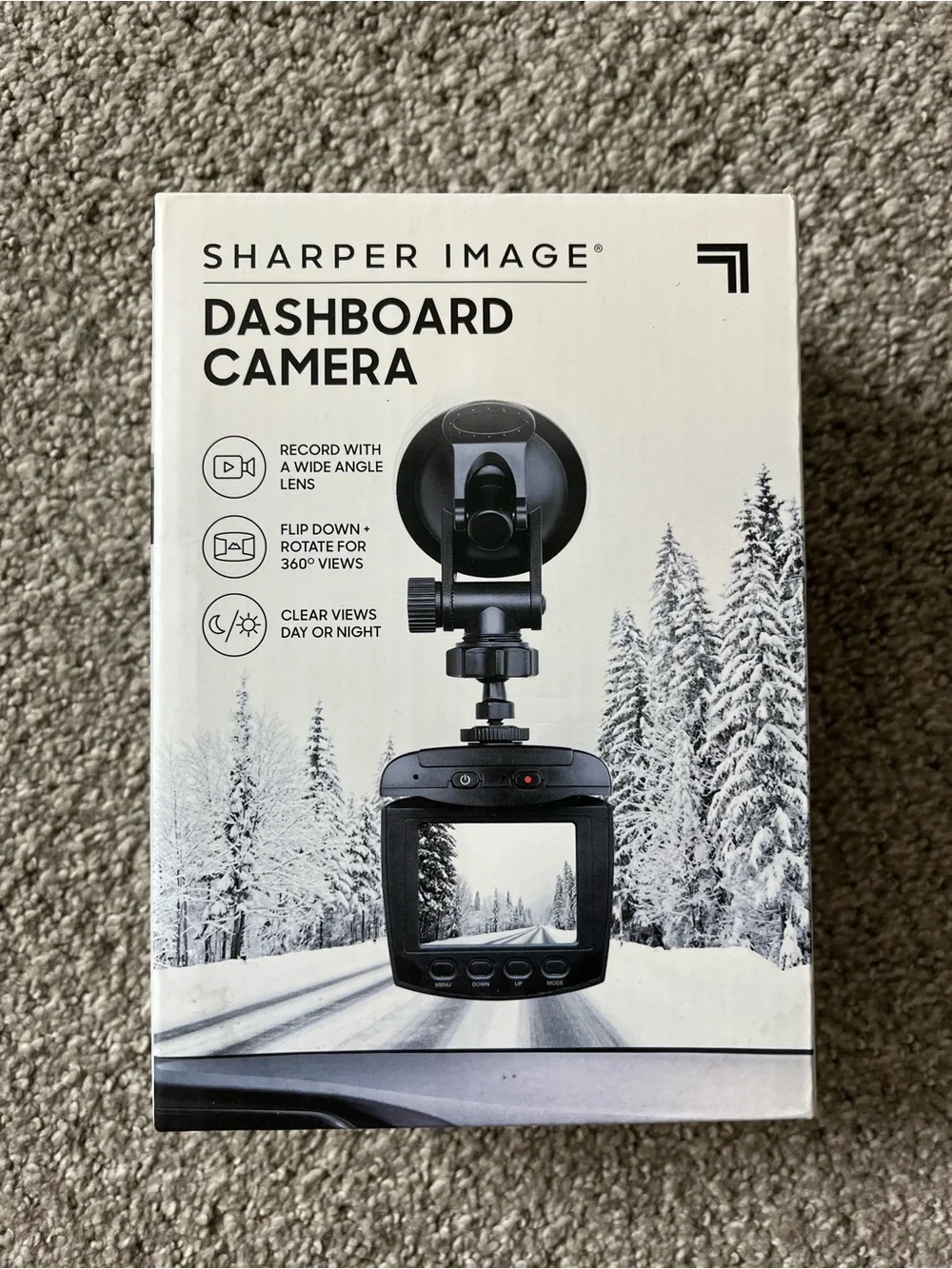 Sharper Image Black Dashboard Camera with Wide-Angle Lens